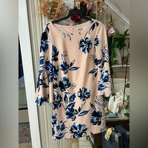 Eliza J Floral Bell Sleeve Dress - Pink and Blue sz 8